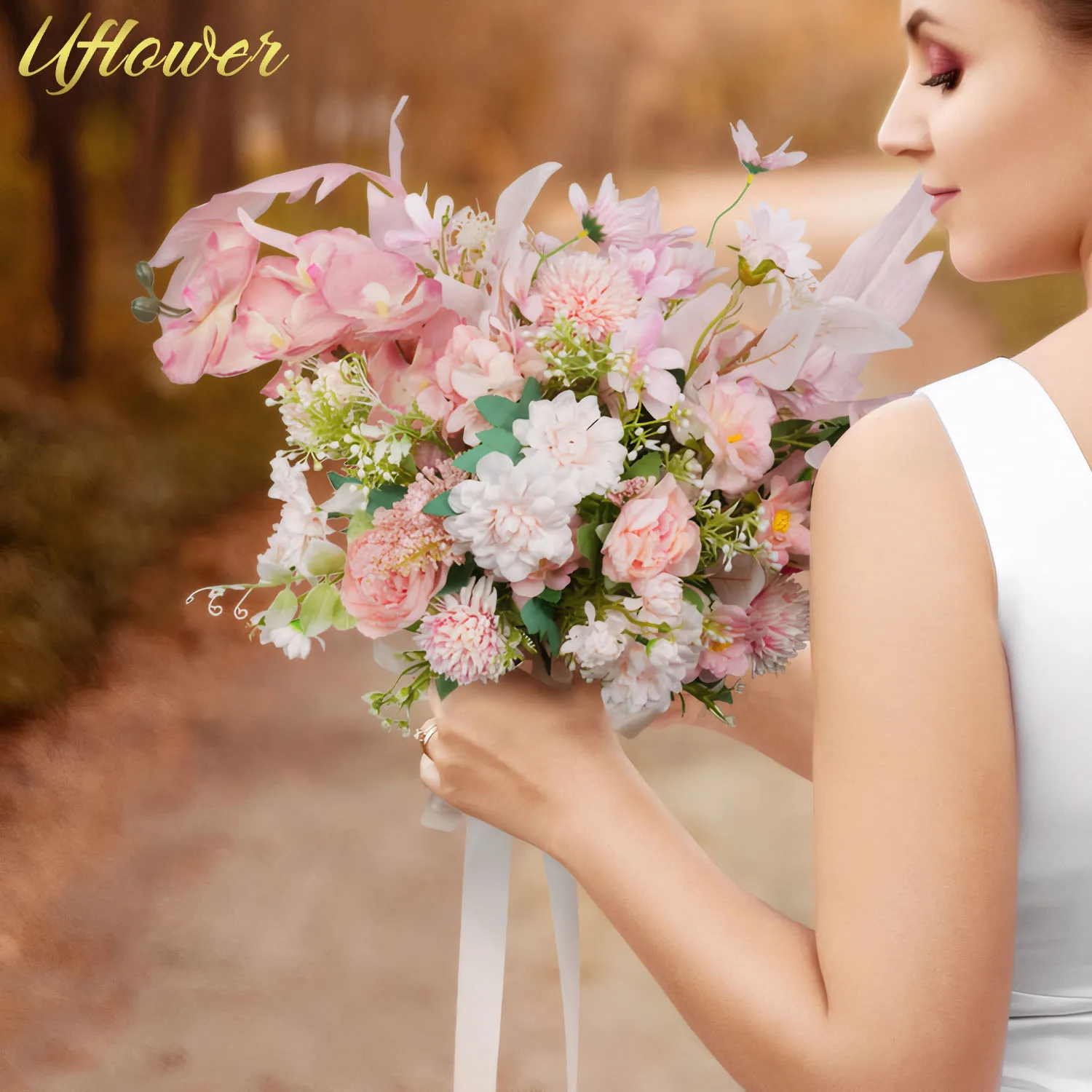 

Wedding Bouquets for Bride Pink Bridesmaid Bouquets Fake Flowers Silk Roses Peony for Wedding Ceremony Bridal Shower Anniversary