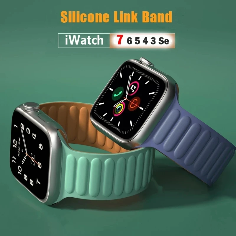 애플 워치용 실리콘 마그네틱 밴드, 울트라 49mm, 41mm, 45mm, 40mm, 44mm, 38mm, 42mm 링크 팔찌, iWatch 시리즈 8, 7, 6, SE, 5, 4, 3 스트랩