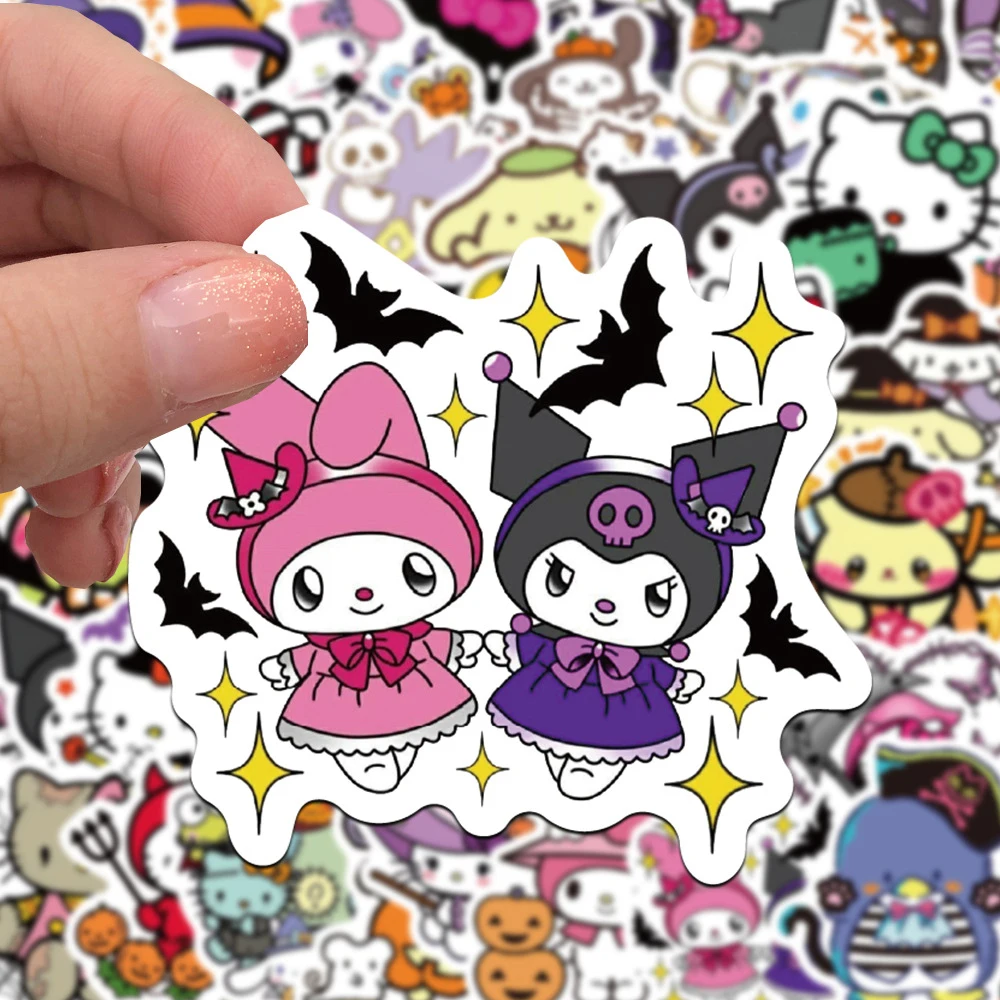 52PCS Halloween Graffiti Stickers Cute Sanrio Sticker Luggage Laptop Phone Car Bike Cartoon Decals Helllo Kitty Kuromi Toy