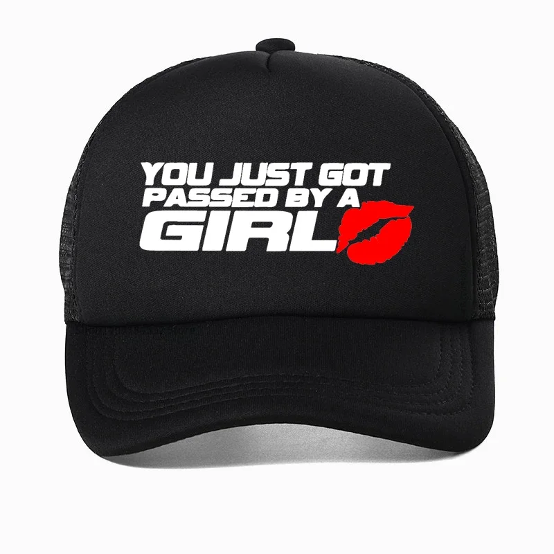 

You Just Got Passed By A Girl cartoon print Baseball Cap Women Hip Hop Trucker Hat Casquette