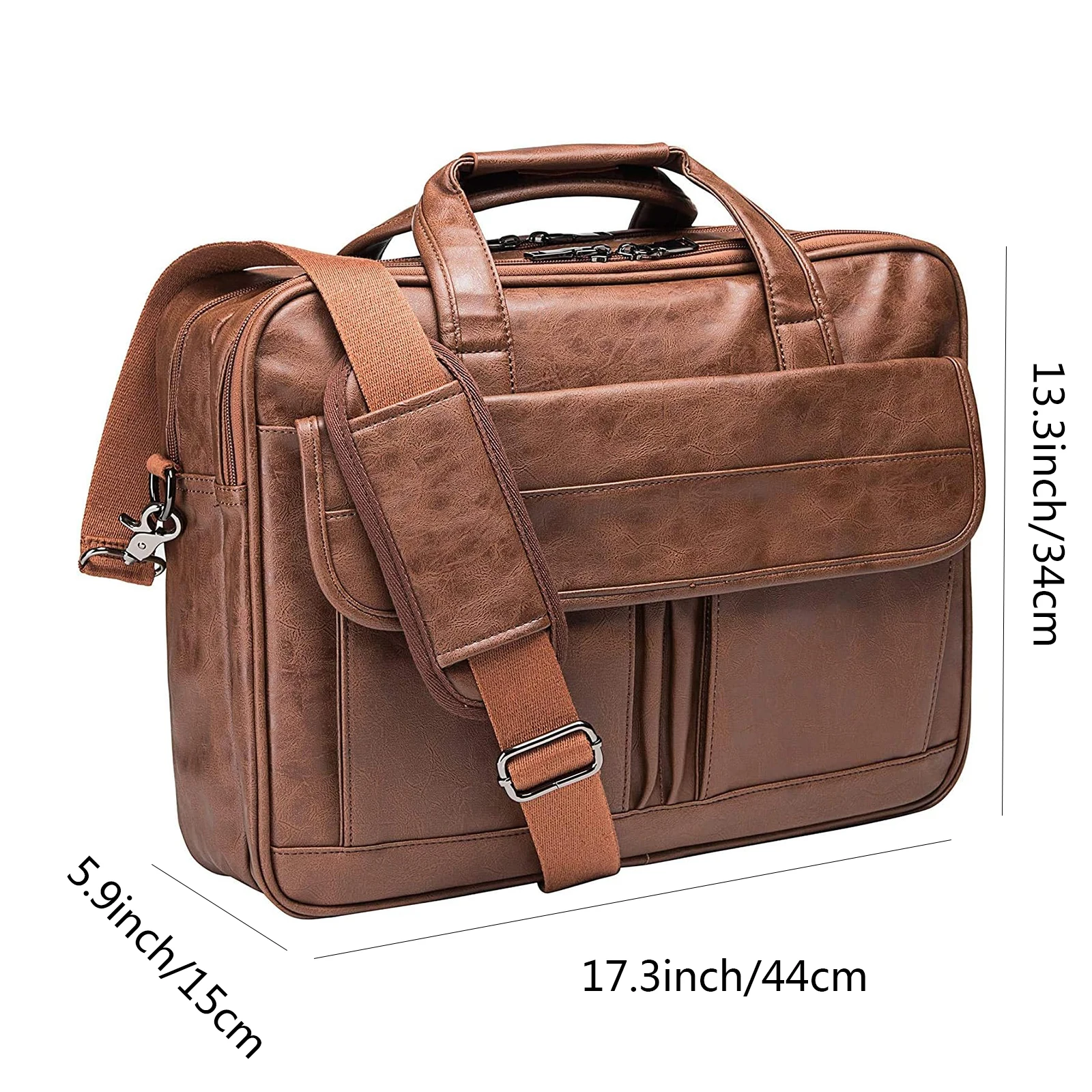 Men's Leather Messenger Bag 17.3 Inches Laptop Briefcase Business Computer Handbag Shoulder Bag for Men