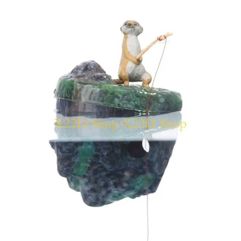 X22D Creative Floating Island Fish Tanks Decoration Fishing Scene Aquariums