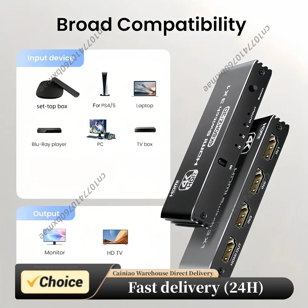 3 In 1 Out 2.1 Switcher 4K120Hz for HDMI-Compatible Switch Converter Splitter with Remote Control For Xbox For PS5 Game Monitor