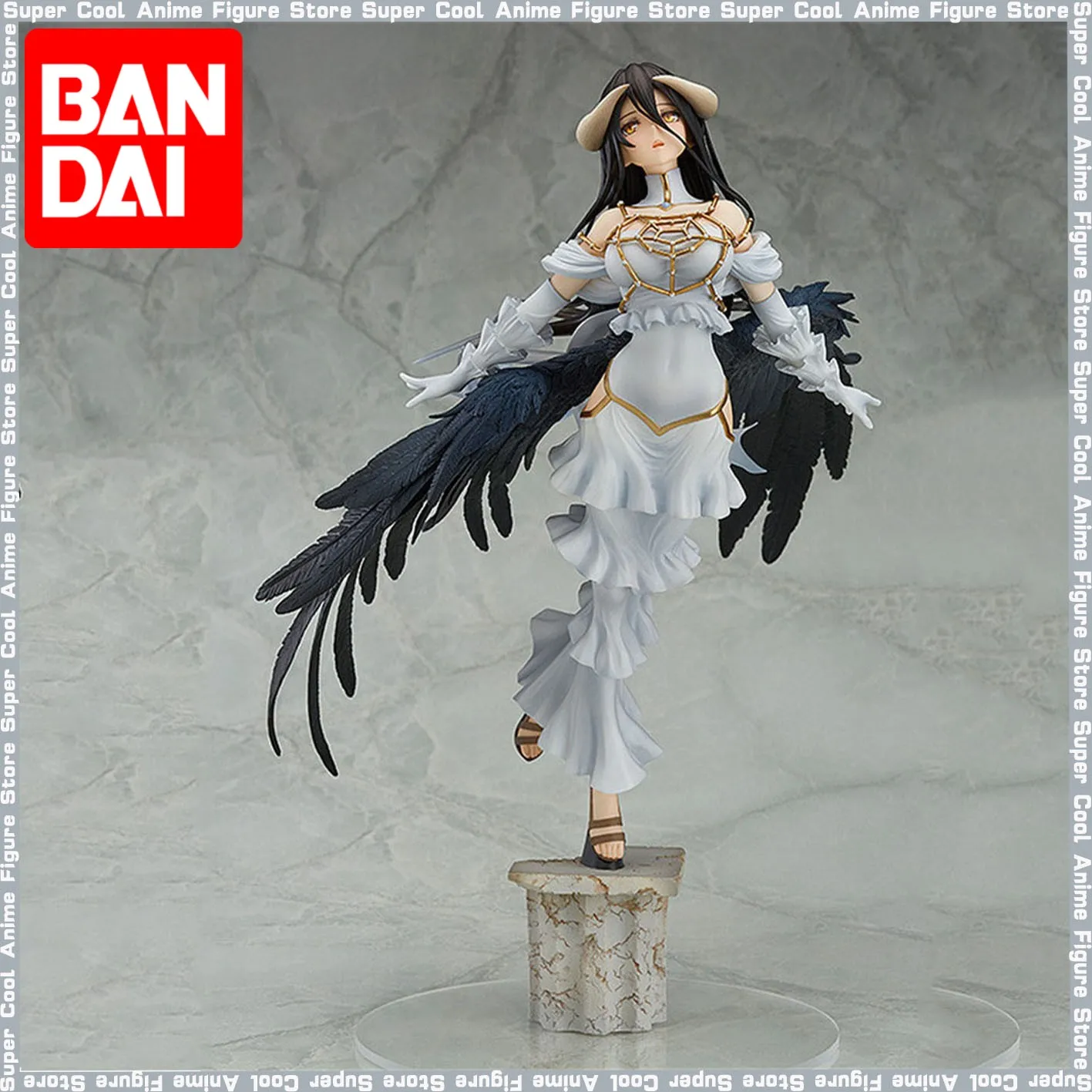 

29cm Anime Overlord Albedo Figure Pvc Sexy White Strapless Dress Stand On One Leg Model Toy Gift Two-Dimensional Doll Ornaments