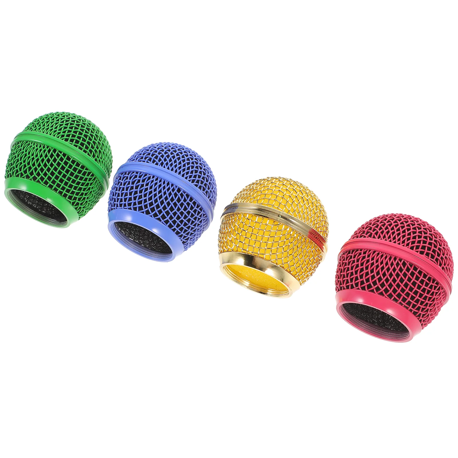 

4 Pcs Colored Microphone Accessories Grill Cover Grille Mesh Head Replacement Parts Metal