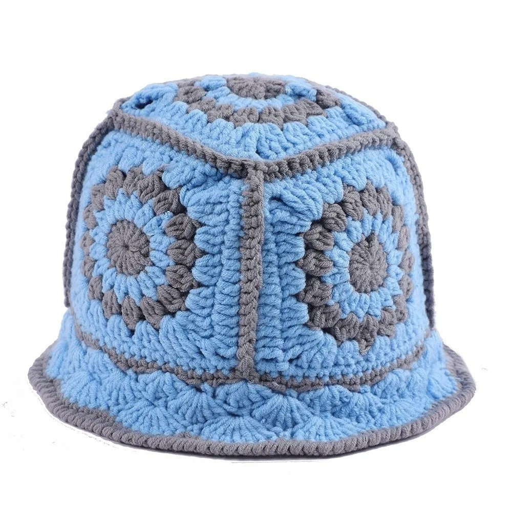 

Unique Fleece thread Knitted Fisherman Hat Hollow Korean Style Flower Sun Hat Bucket Hat Women