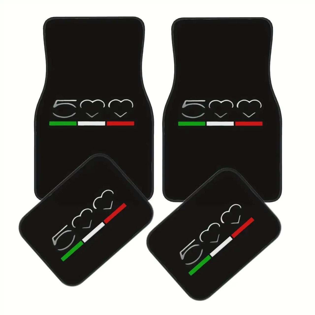 مجموعة مكونة من 4 سجادات أرضية سيارة ممتازة تتميز بتصميم كلاسيكي لـ 500 شعار - مناسبة لجميع موديلات المركبات، عالمية للجبهة #3