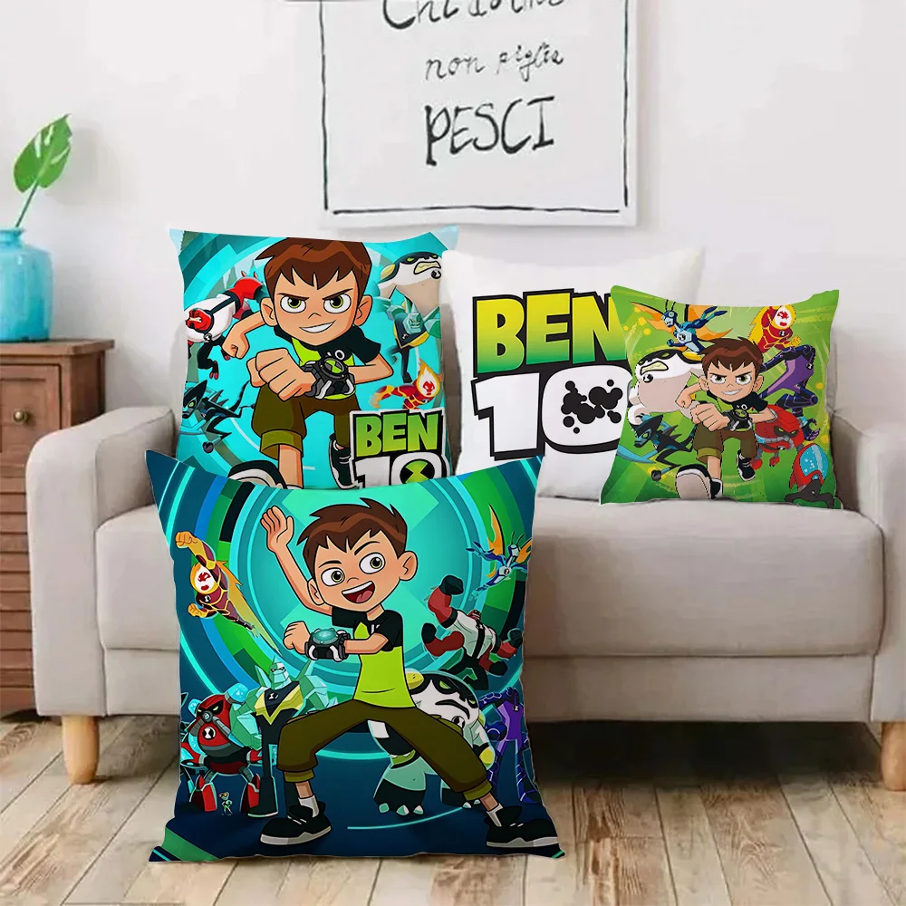 Anime B-Ben 10 Pillow Covers Cartoon Sofa Decorative Home Double-sided Printing Short Plush Cute Cushion Cover