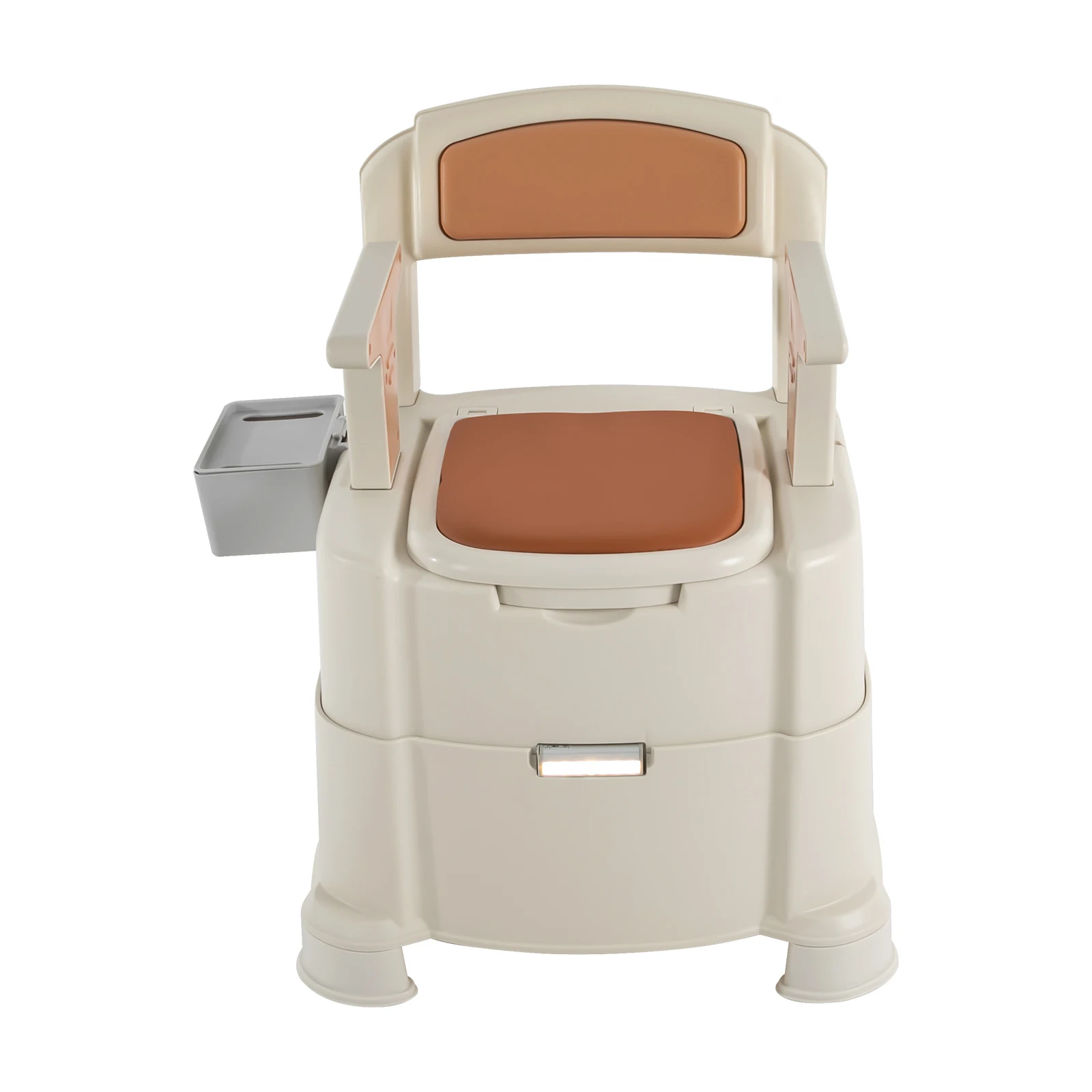 Portable Bedside Commode, 440.92 lbs Capacity, Sensor Light with PIR Sensing, Quiet Operation, Double Lid for Odor Control,