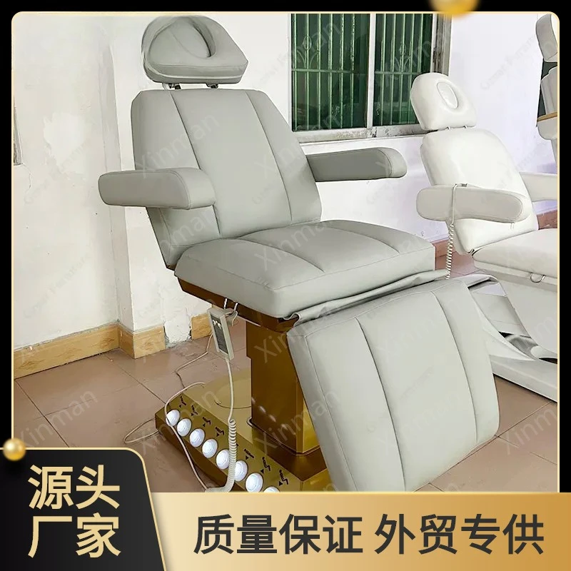 

Hot Salon Furniture Grey Gold Eyelash Extension Bed Multi Motor Facial Spa Table Luxury Massage Table Home Direct Sale