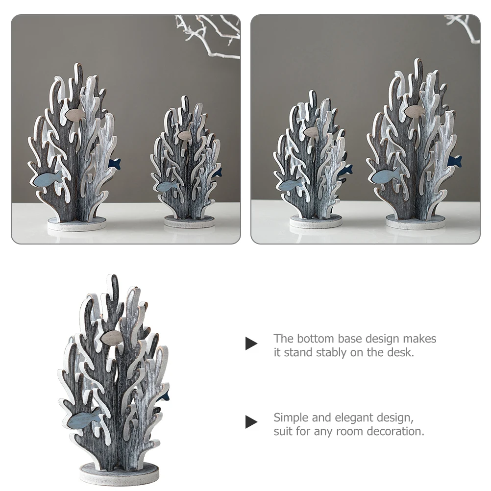 

Wooden Coral Ornaments Ocean Themed Table Decor Decorations Retro Mediterranean Style Artware Coastal Accessories Crafts
