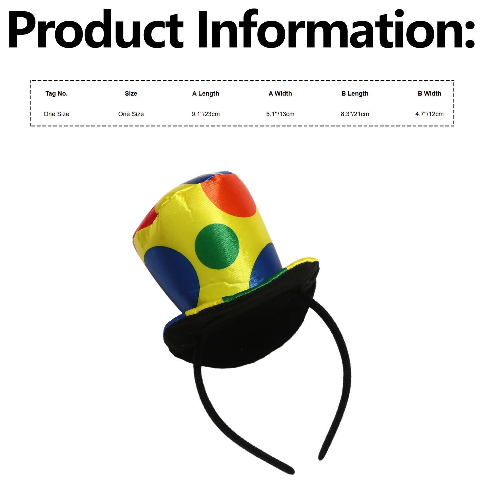 Men Women Funny Clown Hair Hoop Polka Dot Hat Headband Costume Accesory for Halloween Party Cosplay