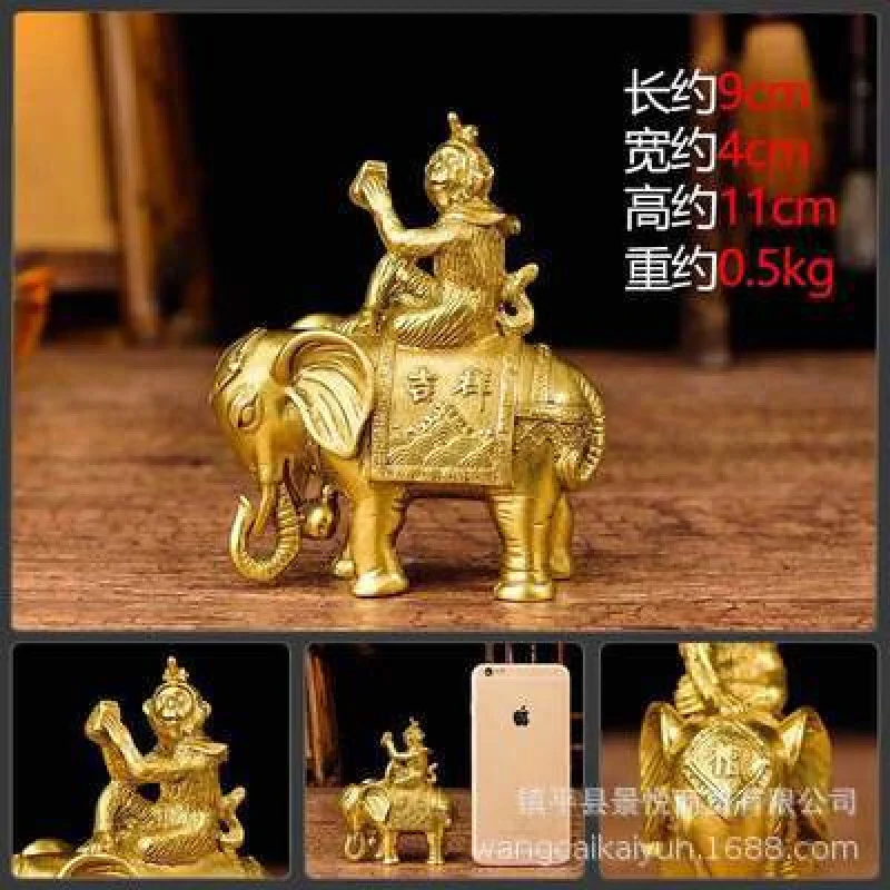 

With Carrying Riding Elephant Ornament Bronze Monkey Home Decorati
