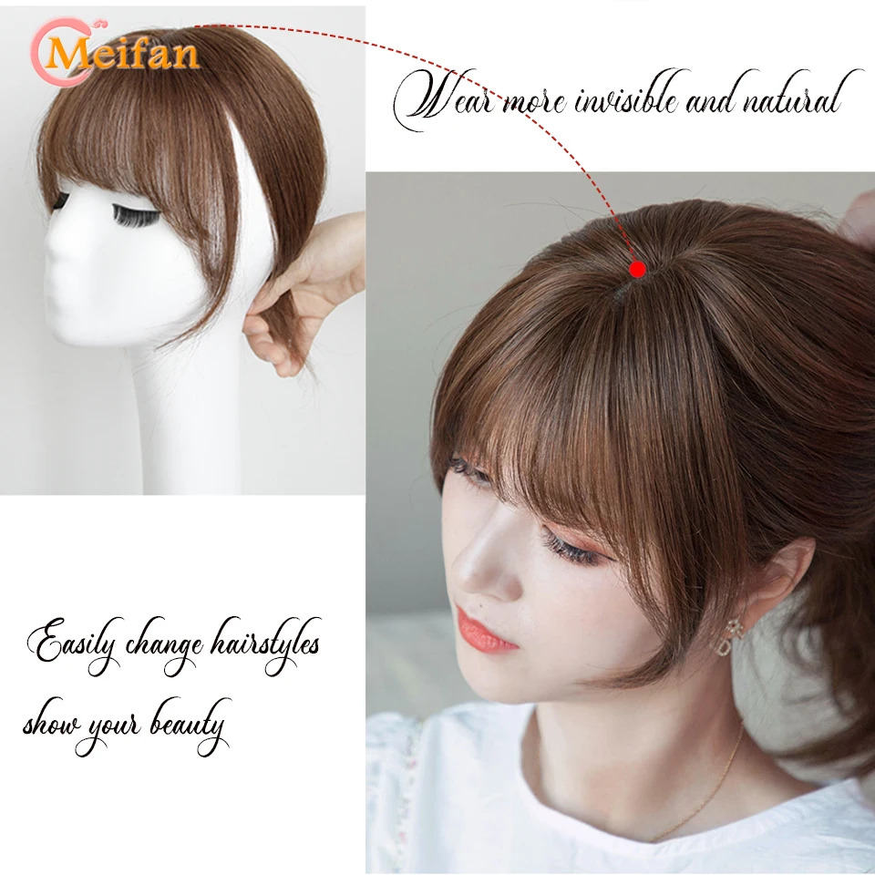 MEIFAN Synthetic 3DAir Bangs Hair Clip-In Bangs Extension Fake Fringe Natural False Bang Topper Hairpiece Invisible Clourse Bang