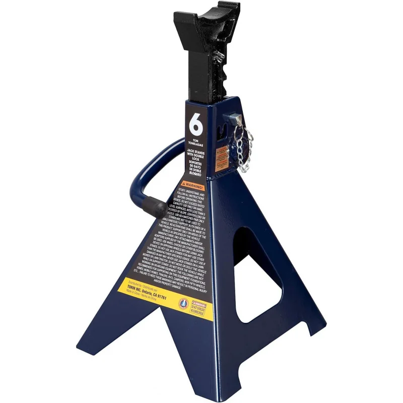 6 Ton (12,000 LBs) Capacity Double Locking Steel Jack Stands, 2, Blue, AT46002AU