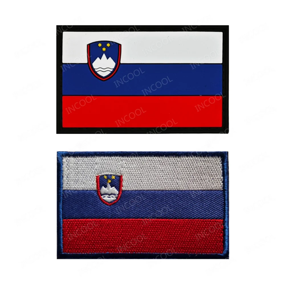 Haftowane naszywki z flagą słowenii 3D Gumowe PVC Xo Flagi Haczyk Pętla Aplikacja Na Odzież Plecak