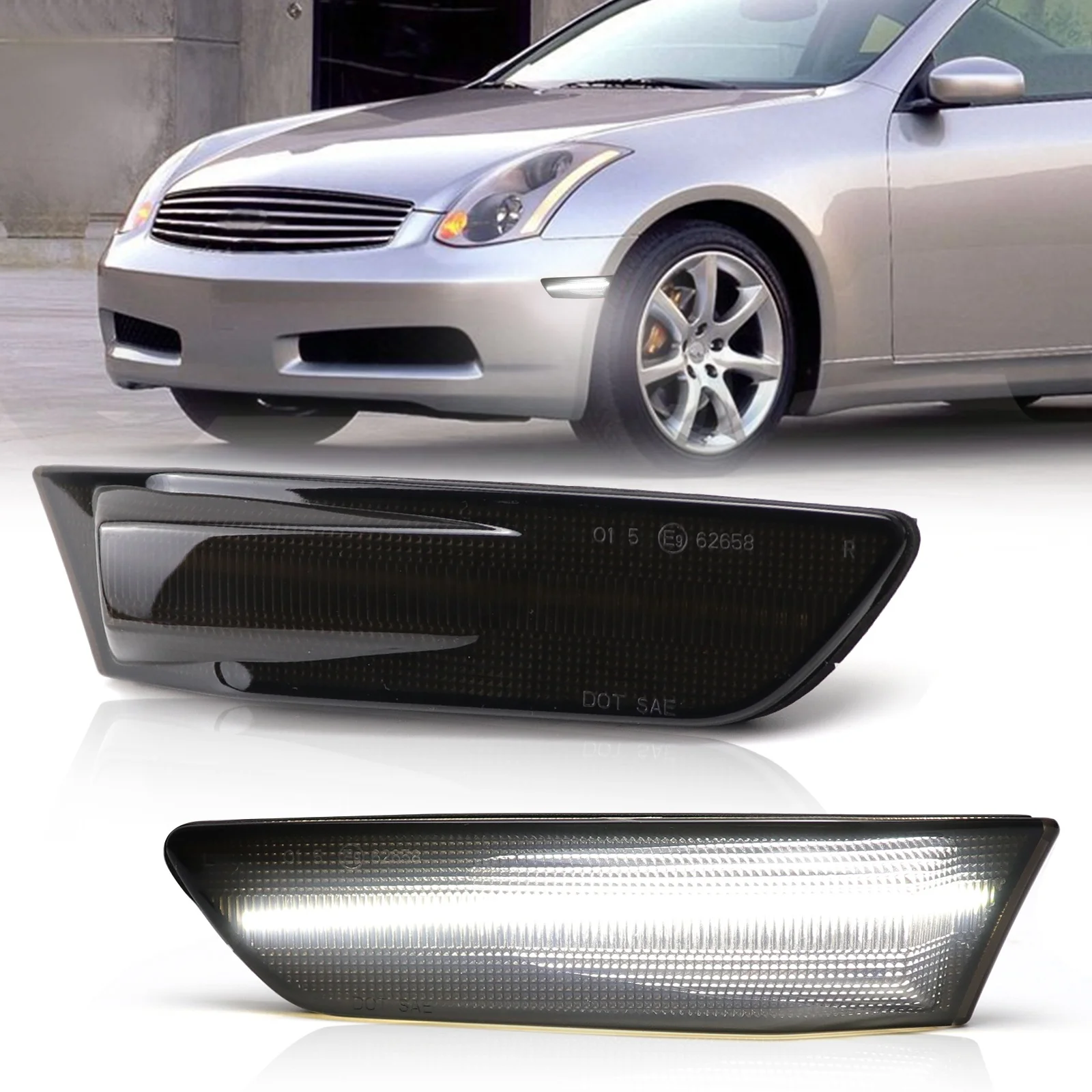 Infiniti G35 2D Roadster Nissan Skyline 350GT 5 Options for Turn Signals Light Emitting Diode Fenders Sequential Side Marker