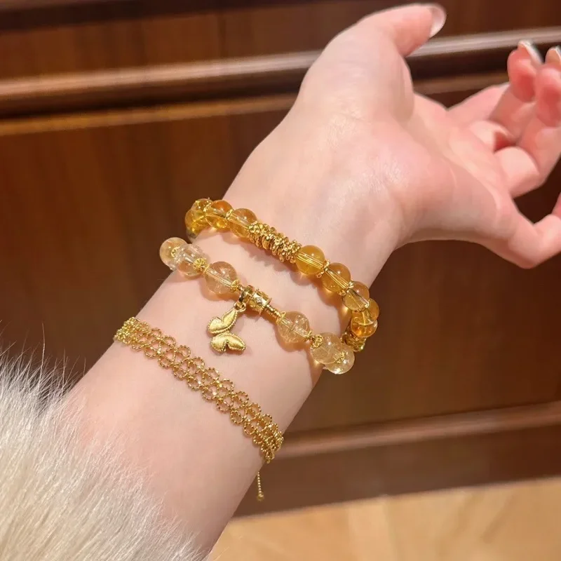 Citrine bracelet women's transfer beads attract wealth and get rich bracelet women's Xiaohongshu Douyin popular live