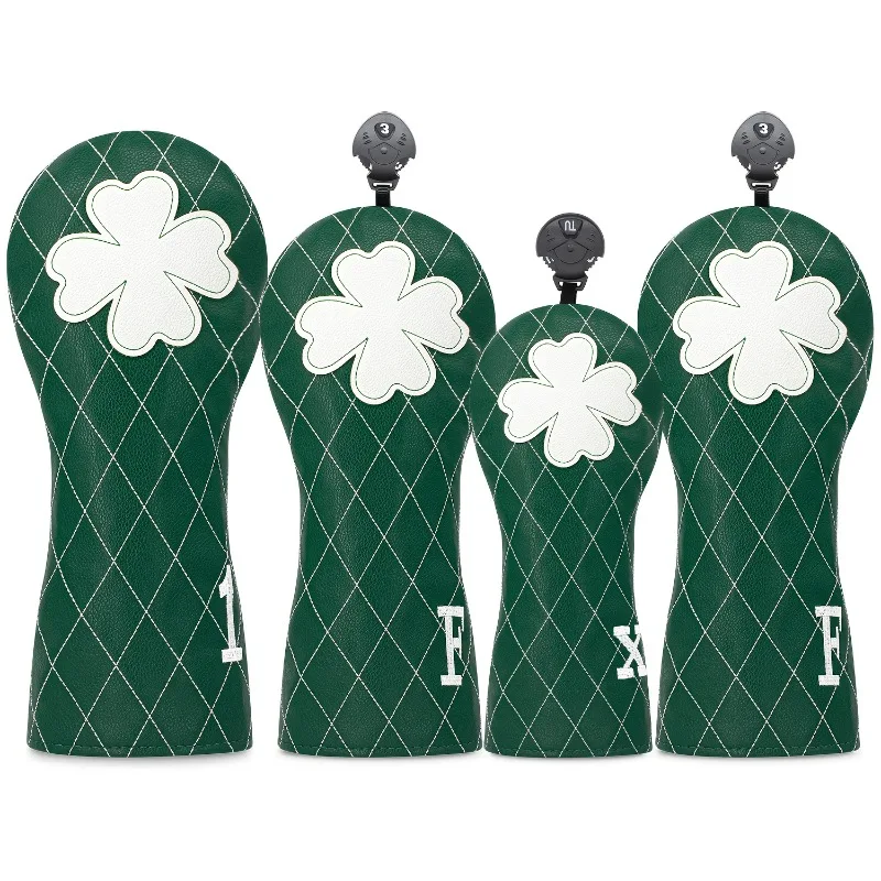 Funda Protectora para Palos de Golf con Diseño de Trébol de Cuatro Hojas, Accesorios de Golf Modernos, Resistentes al Polvo y Duraderos