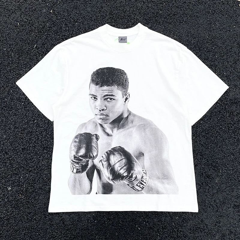 

Outdoor Breathable T Shirts Legendary Boxing Champion Ali Pattern Short Sleeve Men Woman White Casual Fashion Top Tees