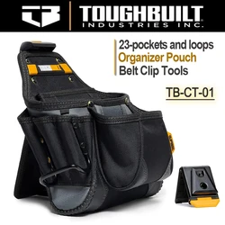 ToughBuilt TB-CT-01 Multi-Pocket Organizer Tool Pouch with ClipTech 23 Pockets and Loops Heavy Duty Belt Tool Pouch