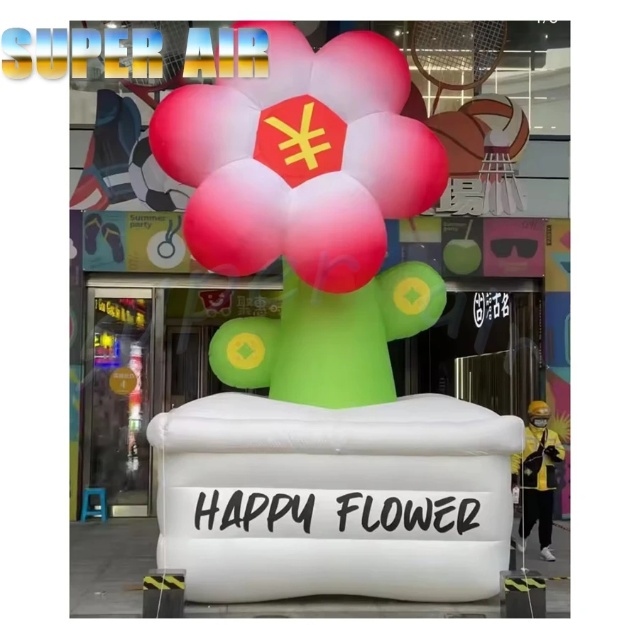 Standing Colorful Flower Inflatable in Assorted Sizes, Outdoor Building Ornament for Advertising Use