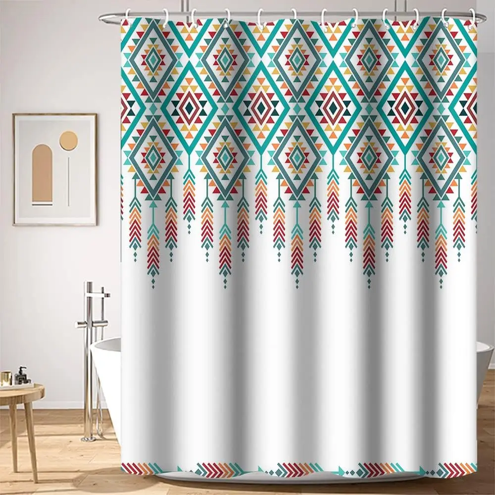 Bohemian Mandala Exotic Shower Curtains Colorful Arrow Abstract Geometric Pattern Shower Curtain for Modern Aesthetics Decor