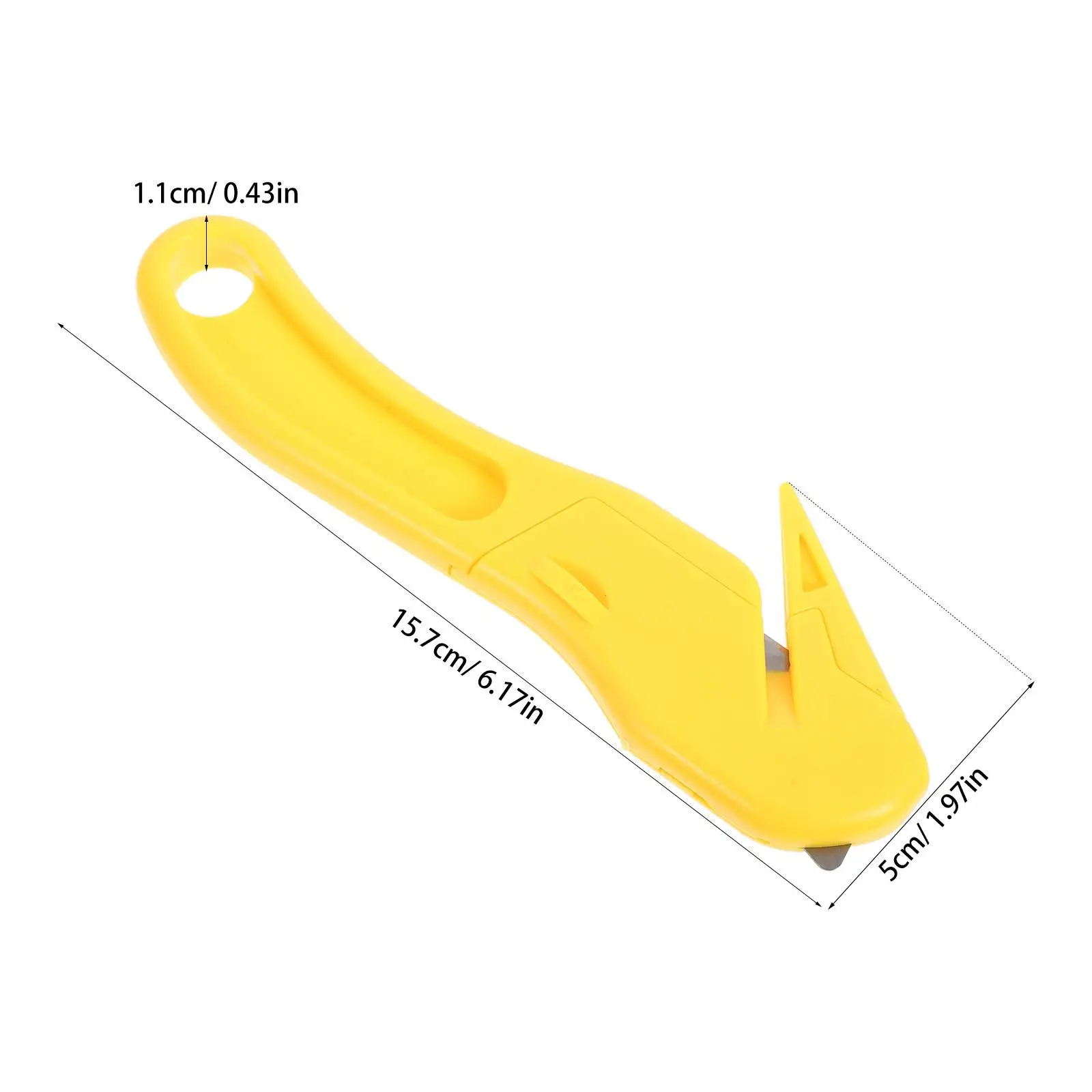 Yellow Box Opener Pocket Plastic Steel Reliable Design Hidden Blade Ergonomic Keychain Cardboard Paper