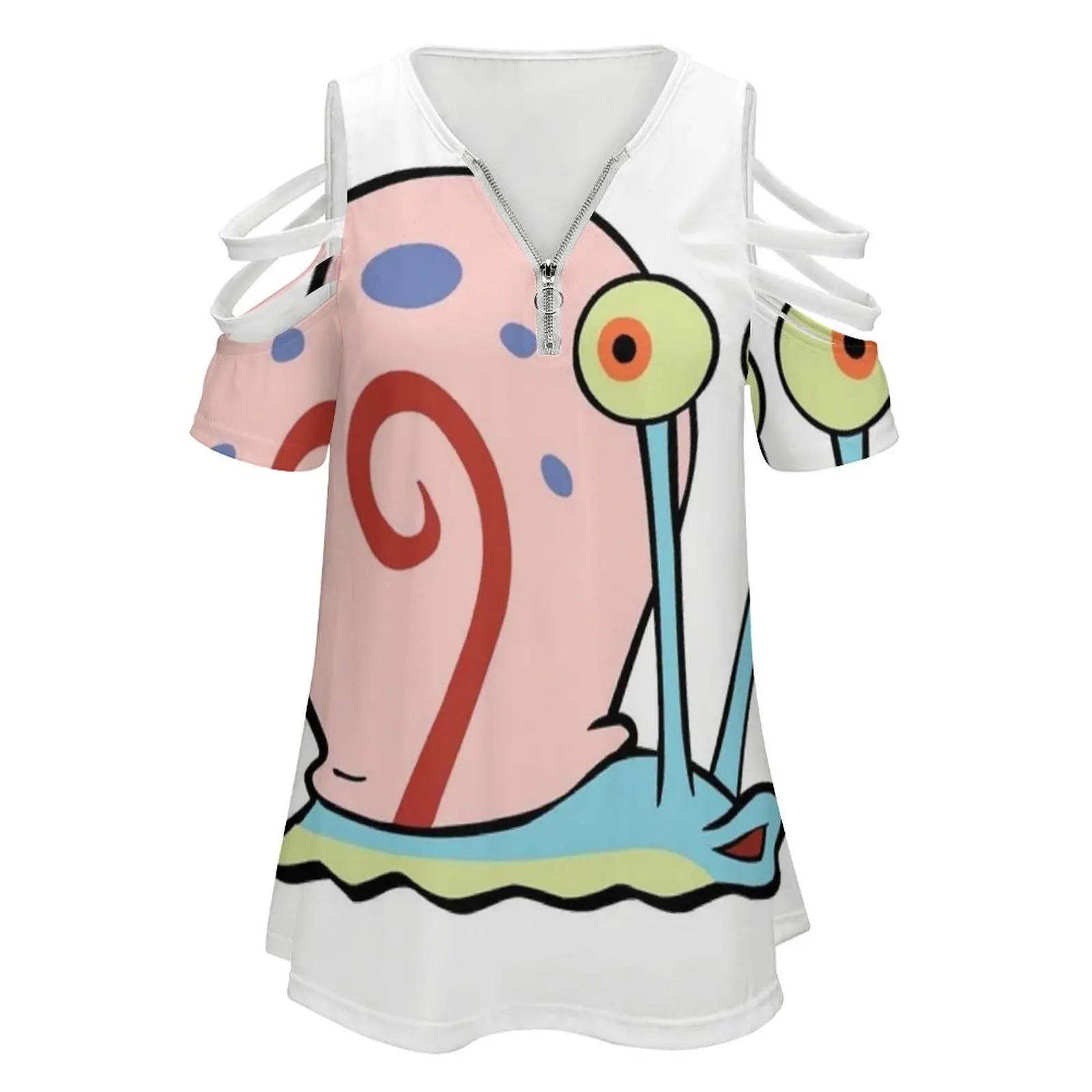 Gary The Snail Fashion Print Women Ladies Girls T-Shirt Harajuku Round Neck Short Sleeve Tops & Tees Gary Funny Snail Plankton