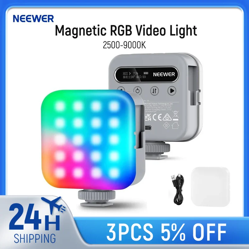 Photography Lighting Basics - ไฟวิดีโอแม่เหล็ก RGB รุ่นพื้นฐาน NEEWER,360 ° ไฟกล้อง