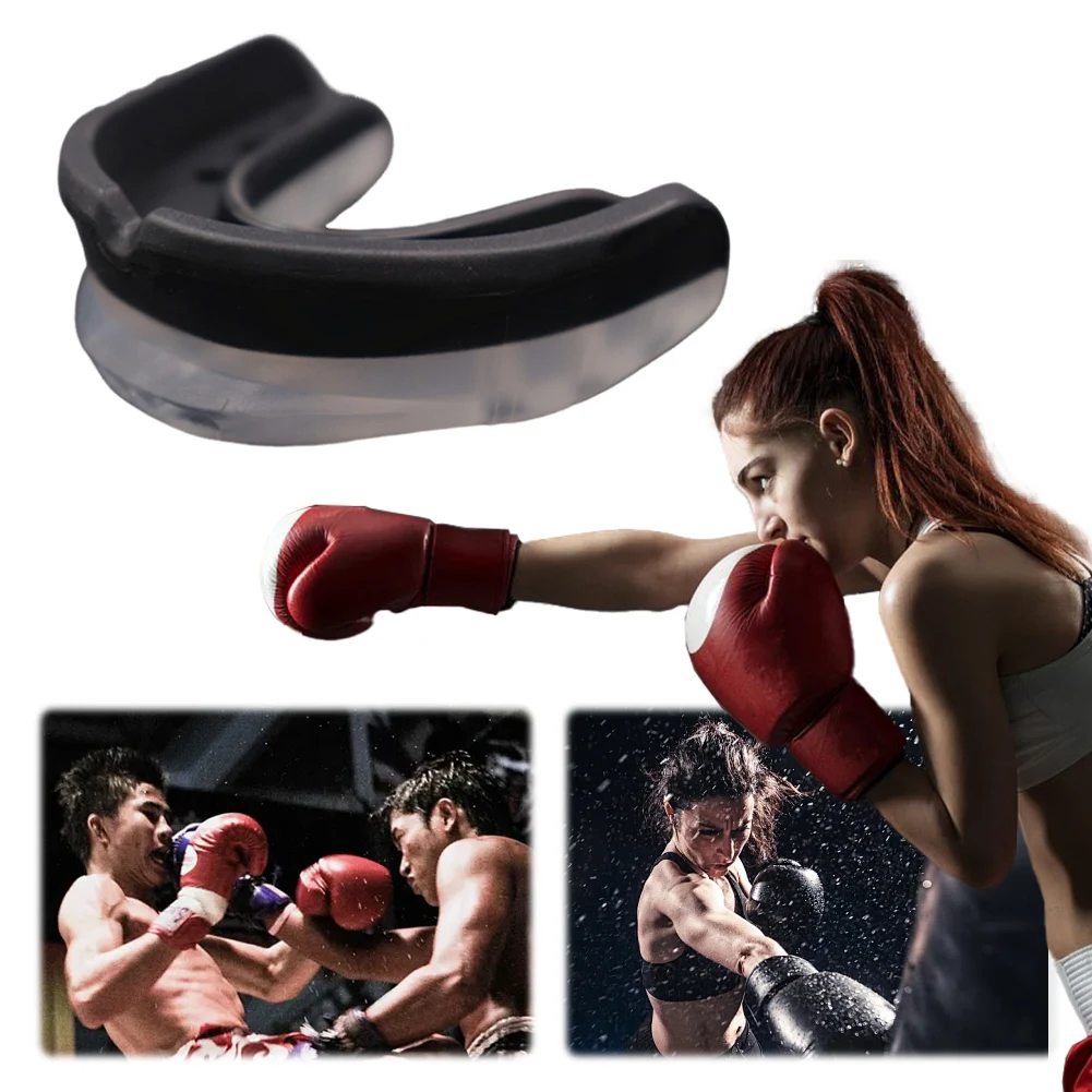 Fighting Sports Mouth Guard Shock Absorbing Mouth Protector Dual Layer Football Mouthguard Thickened for MMA Muay Thai Training