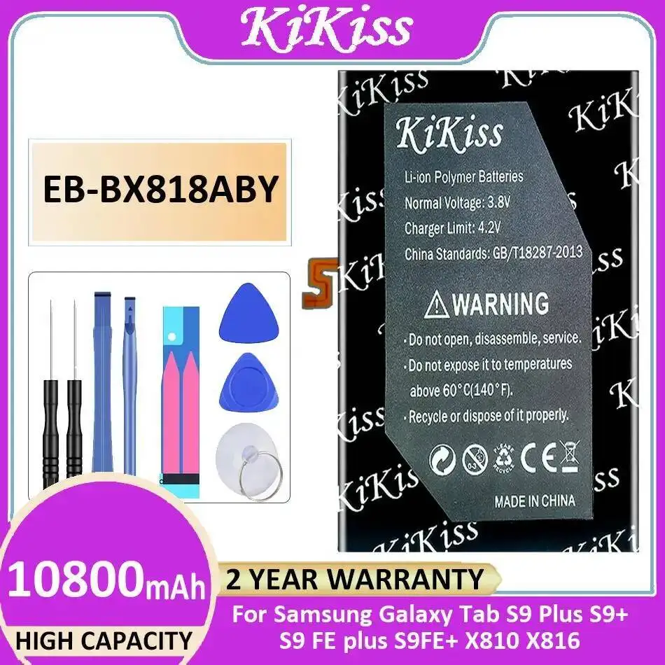 

Tablet Battery EB-BX818ABY For Samsung Galaxy Tab S9 Plus S9+ FE S9FE+ X810 X816 Premium Replacement 10800Mah
