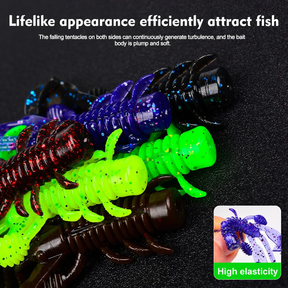 PRO BEROS 10 Stück/Beutel 2,5g 7,6cm Schwimmender Garnelen-Köder Texas Rig Weicher Köder Bass-Wurm Angeln Salzwasser Süßwasser – Detail 5