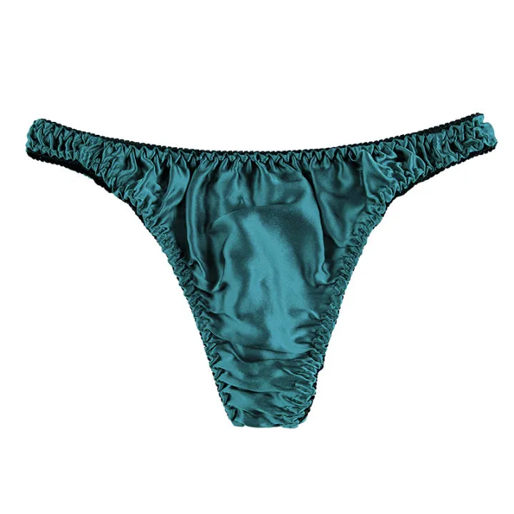 Tanga suave brillante aceitosa de Color sólido Sexy de tiro bajo a la moda para hombre, ropa interior Sexy de seda transpirable, bragas elásticas de verano para hombre