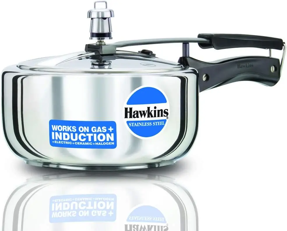 

3-Liter Stainless Steel Pressure Cooker with Wide Design, Induction Compatible, Silver Finish