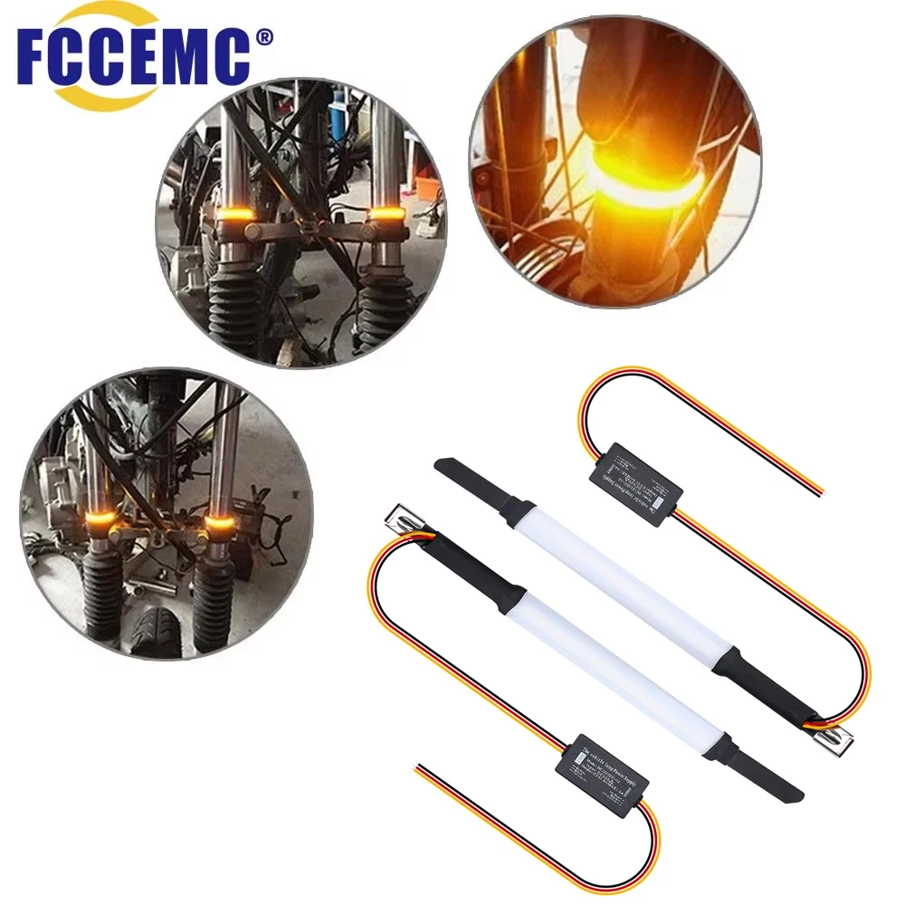 

2Pcs LED Motorcycle Turn Signal Indicator Light DRL Ring Fork Lamp Flashing Blinker Amber Moto Flasher Motorcycle Accessories