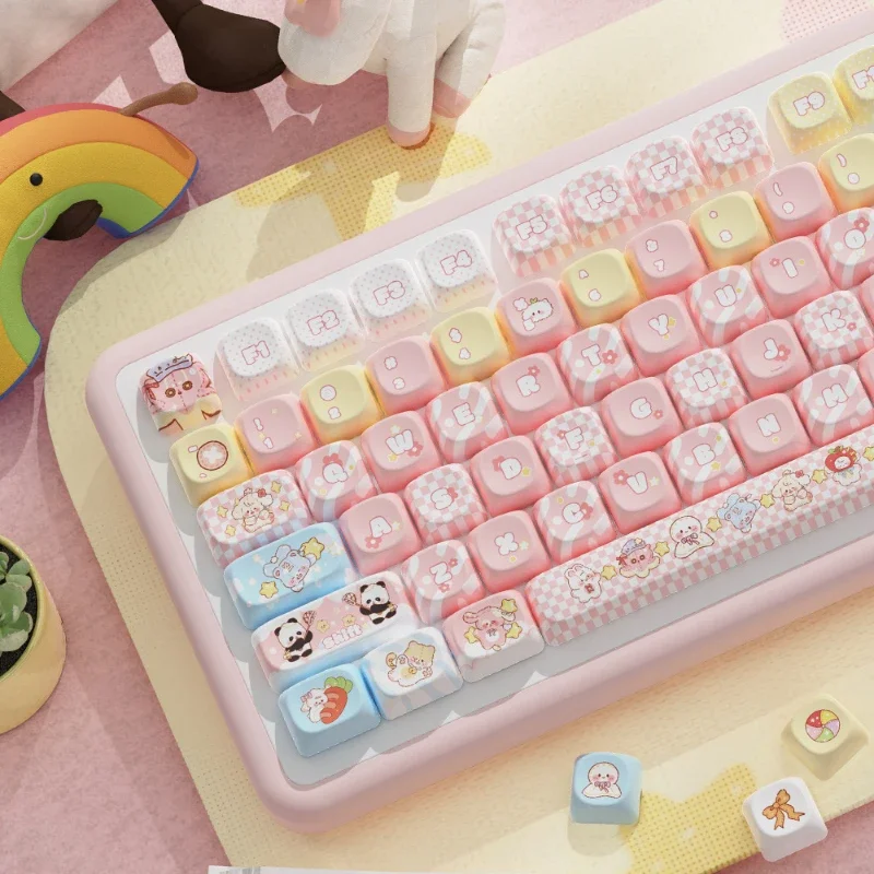 Cute Keyboard Keycaps Pink Key Caps Girls Key Caps Replacement for Mechanical Keyboard Accessories Decor for Office Home Work