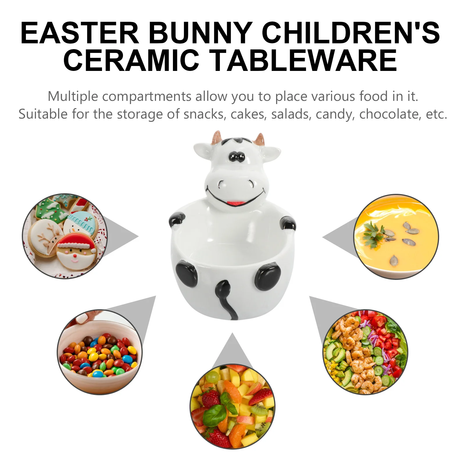 

1Pcs Kids Ceramic Bull Bowl Lovely Animal Design Child-Friendly Soup Bowl Dishwasher Safe for Food Fruit Salad Daily Use Home