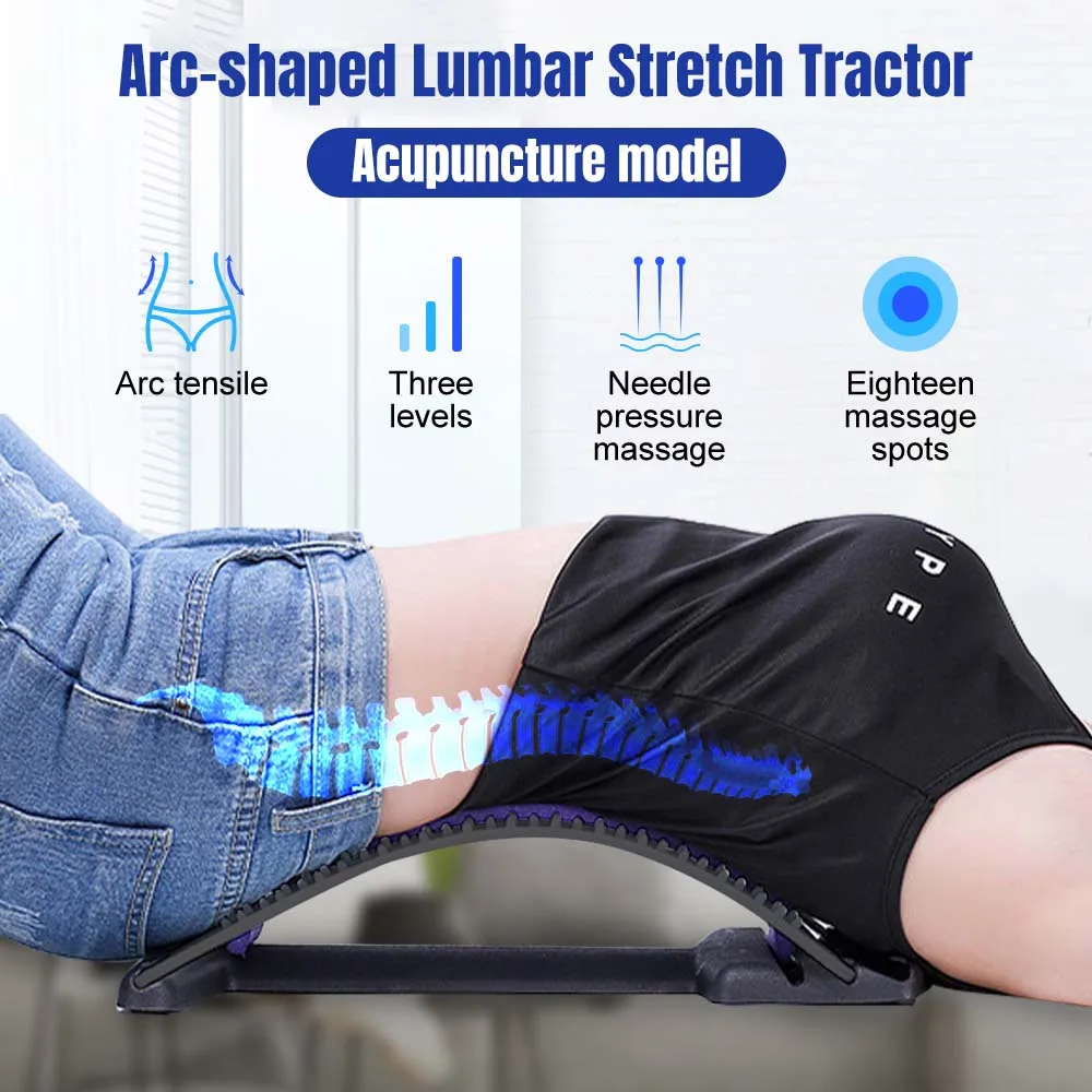 Back Stretcher Massager Multi-Level Adjustable Massager Waist Neck Fitness Lumbar Cervical Spine Support Pain Relief Fitness