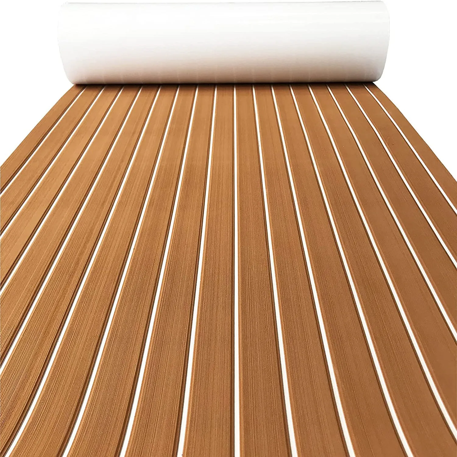 2400x450mm Samoprzylepna pianka EVA Łódź Jacht Podłoga morska Faux Teak Decking Sheet Pad Samochód Ciężarówka Mata podłogowa Brązowy Biały