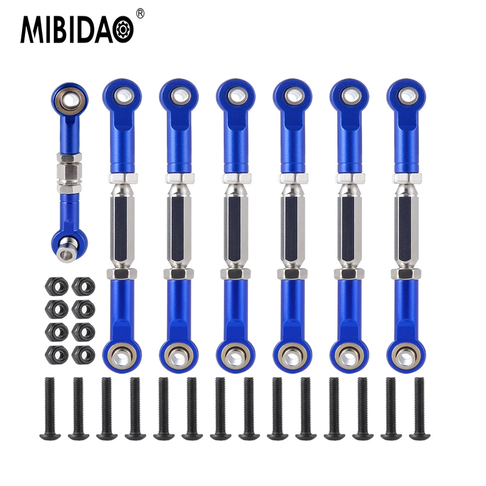 MIBIDAO Metal Adjustable Turnbuckles Camber Link Rod Linkage Set for 1/10 RC Crawler Slash 2wd Car Upgrade Parts