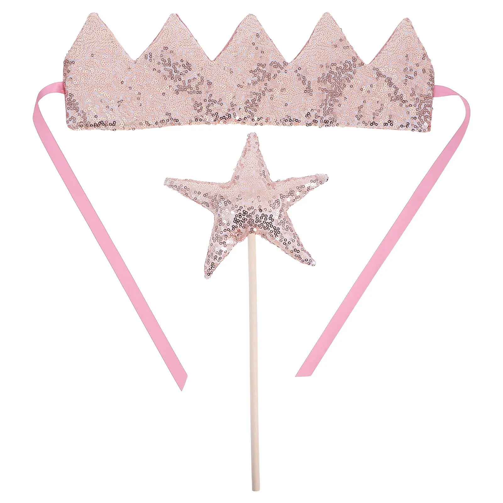 1Set Fairy Crown and Star Wand Set Comfortable Lightweight Princess Dress Up Accessories Birthday Party Festival Stage