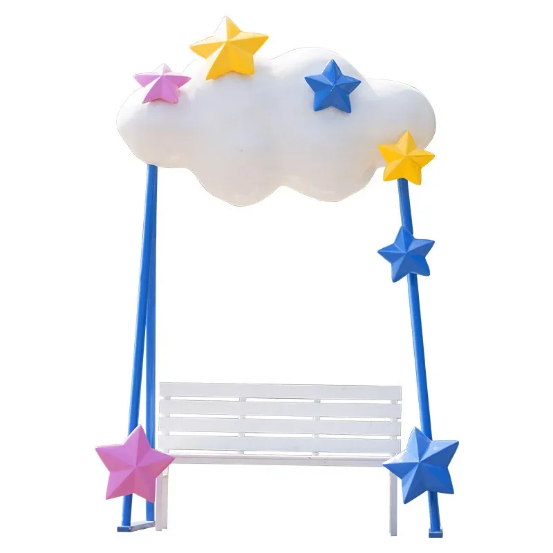 Internet celebrity cloud love sculpture outdoor tourist attractions clock in photo seat ornament