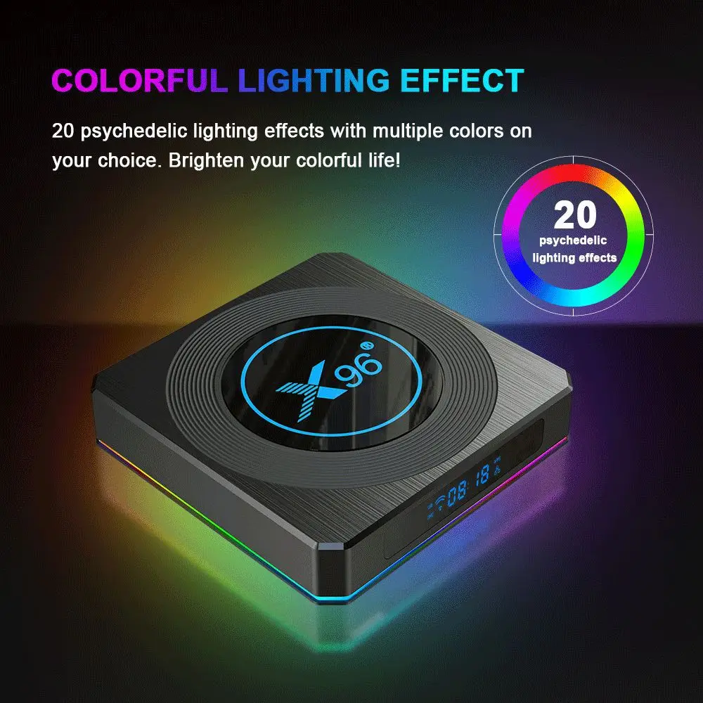 X96 X4 Android 11 TV Box Amlogic S905X4 RGB Light 8K Decoding 4GB 64GB Dual WiFi BT4.1 Gigabit Ethernet Smart Media Player