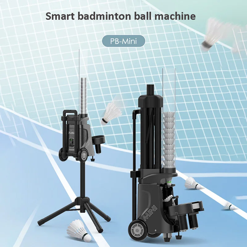 PUSUN PB-Mini Badminton Serve Machine Portable Single Trainer Self-Training Ball Feeder Lightweight  Small Size