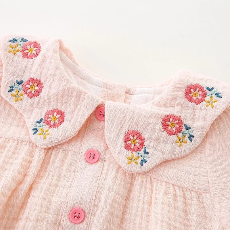 

Newborn Baby Girl Bodysuits+Hair band Flower Embroidery Cotton Long Sleeve Infant Baby Girls Jumpsuit Spring Autumn Baby Clothes