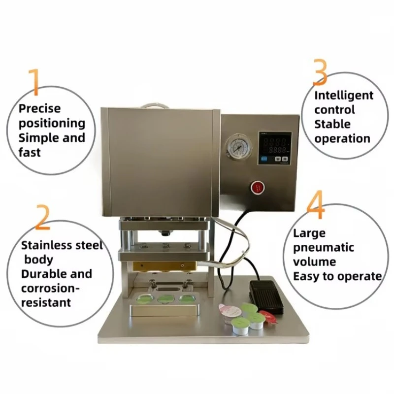 

Factory Direct Sale Pneumatic K Cup Sealing Machine Coffee Pod Sealing Aluminum Foil 6 Holes Heat Sealing Machine