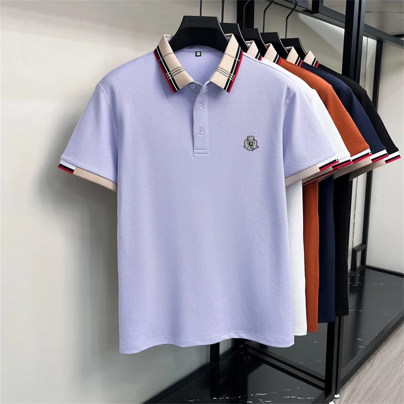 Neues Sommer-Herren-Poloshirt mit Kurzen Ärmeln, Kragen und Knöpfen, Luxuriöse Buchstaben-Stickerei, Lässiger Vielseitiger Jugendlicher Preppy-Stil Herrenbekleidung – Detail 16