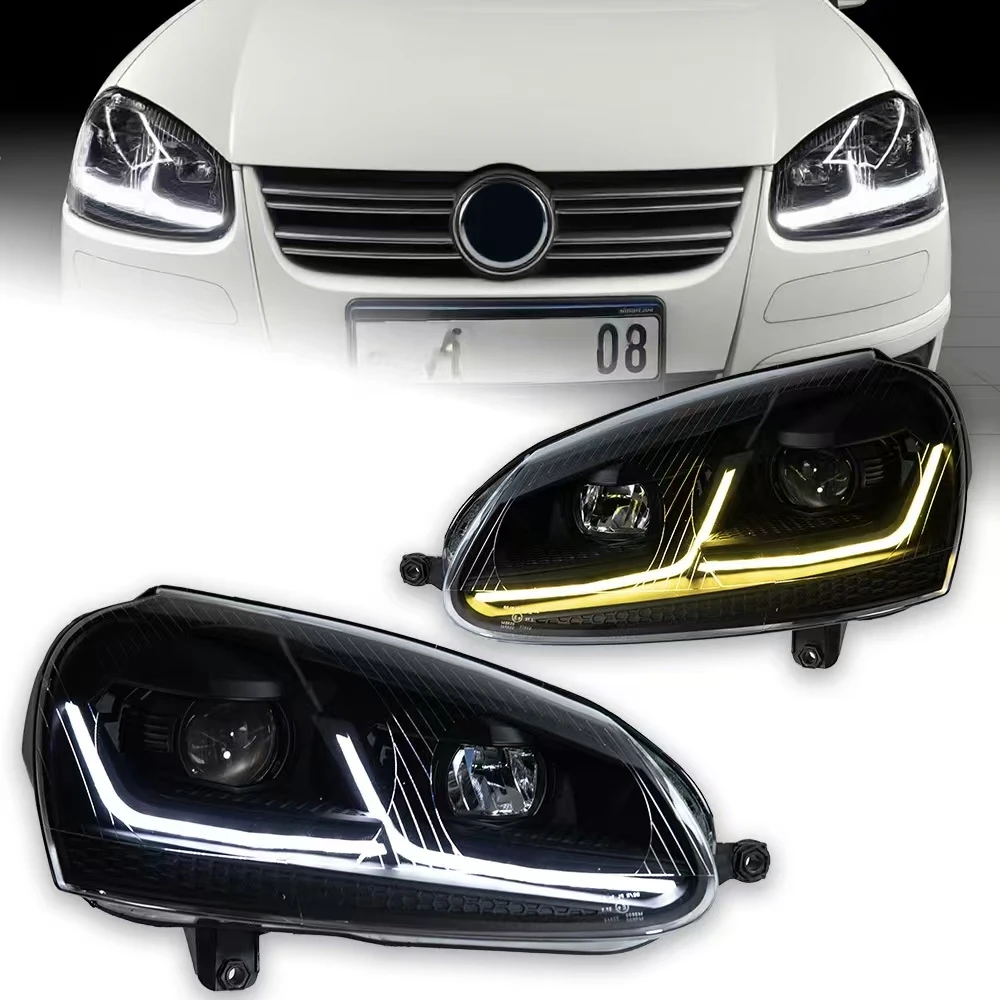 

Для VW Sagitar Golf 5 светодиодные фары 2006-2011, фары Golf5 DRL, указатель поворота, дальний свет, линза проектора «ангельский глаз»