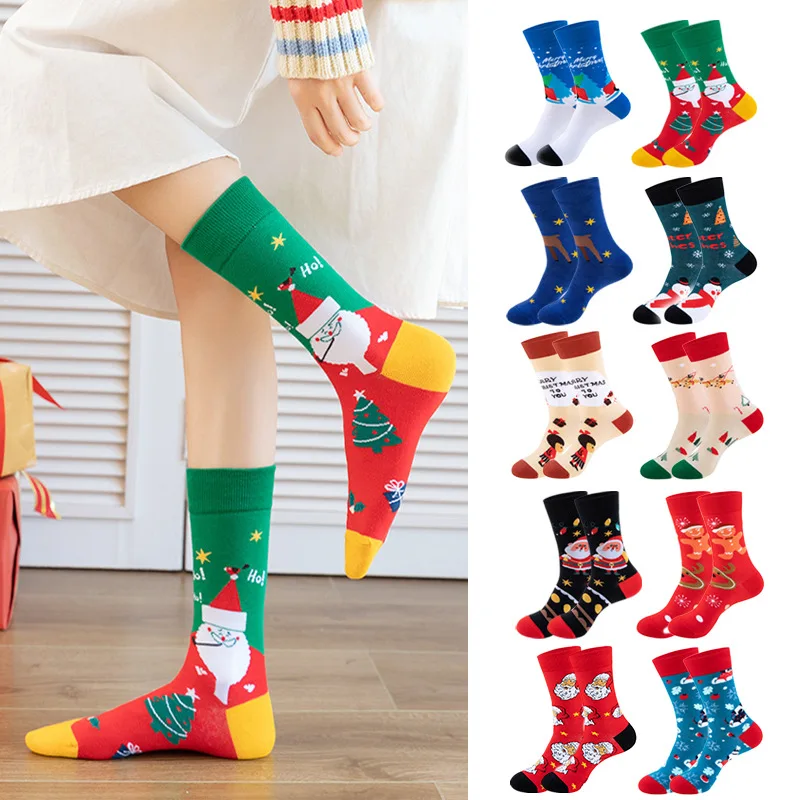 New Cartoon Christmas Gift Socks Street Sports Trend Couples Cotton Socks